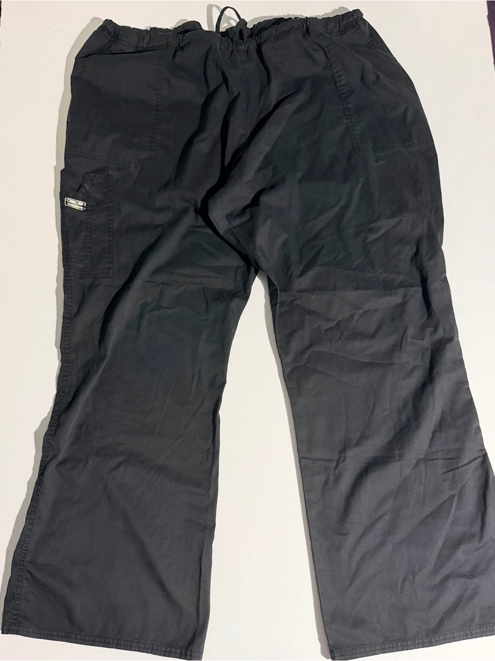 Cherokee Wide Leg Cargo Scrub Pants in Black - Women's Drawstring Waist